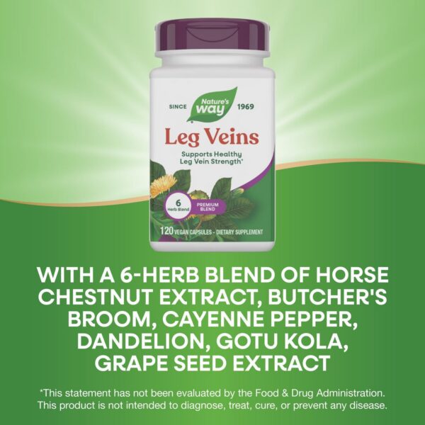 Frasco de Leg Veins con información