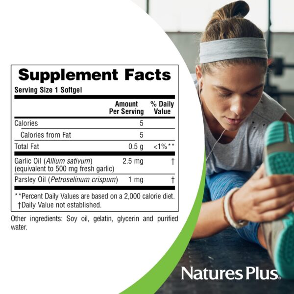 NaturesPlus caja suplemento ajo y perejil vista frontal