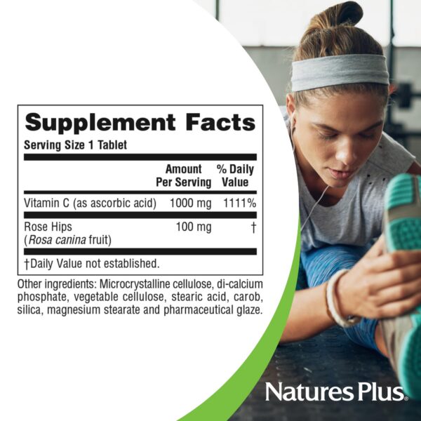 NaturesPlus frasco vitamina c con rosa mosqueta 1000mg