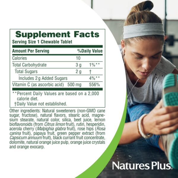 NaturesPlus Vitamina c masticable suplementación diaria 90 tabletas