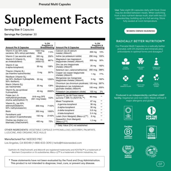 Etiqueta de nutrientes y dosis
