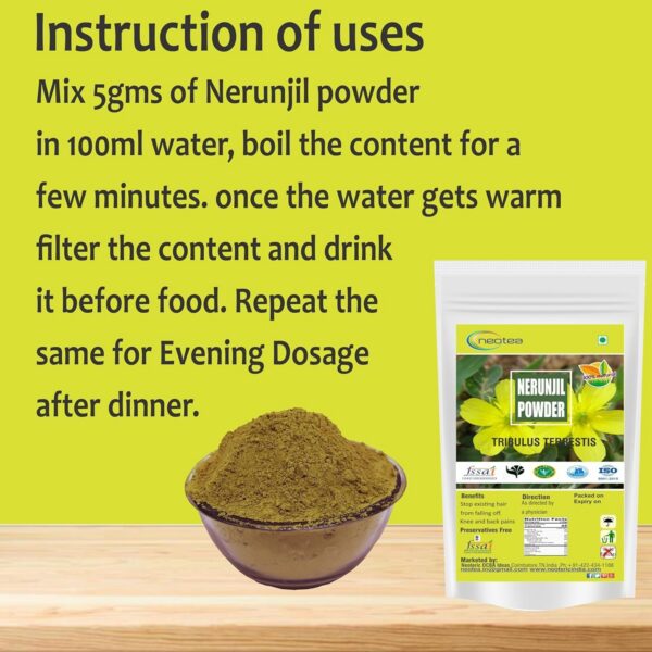 Frasco de gokshura orgánico con etiqueta visible