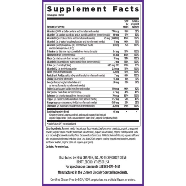 Vitamina prenatal New Chapter vista superior del envase