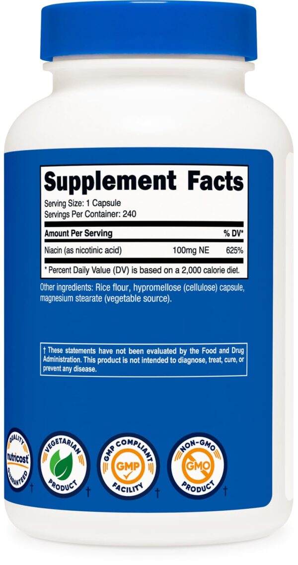 Niacina vitamina B3 Nutricost sin gluten y sin OGM