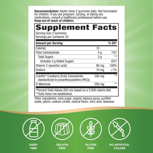 Nivel de glucosa y certificados de gomitas Nature's Way