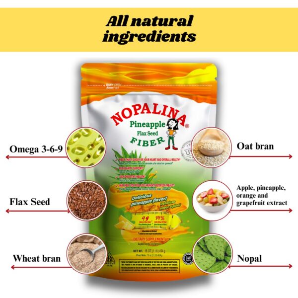 Nopalina detox fibra colon con linaza y nopal en polvo sabor piña