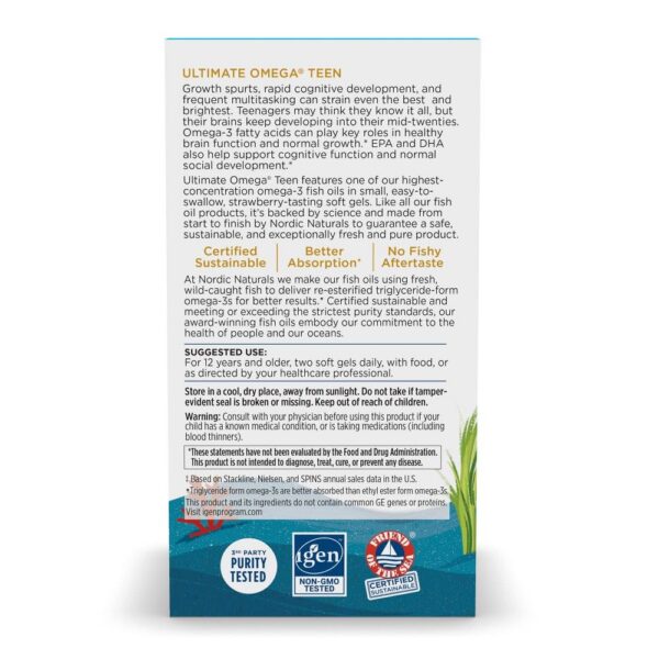 Etiqueta y cápsulas de Omega 2X Teen