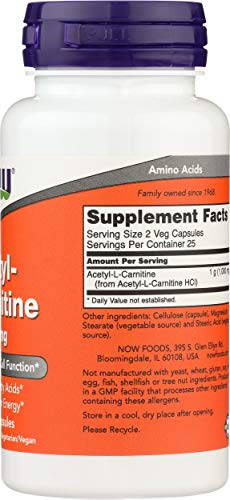 Envase de acetil-l-carn NOW Foods