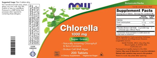 NOW Foods clorella suplemento no GMO 100% certificado