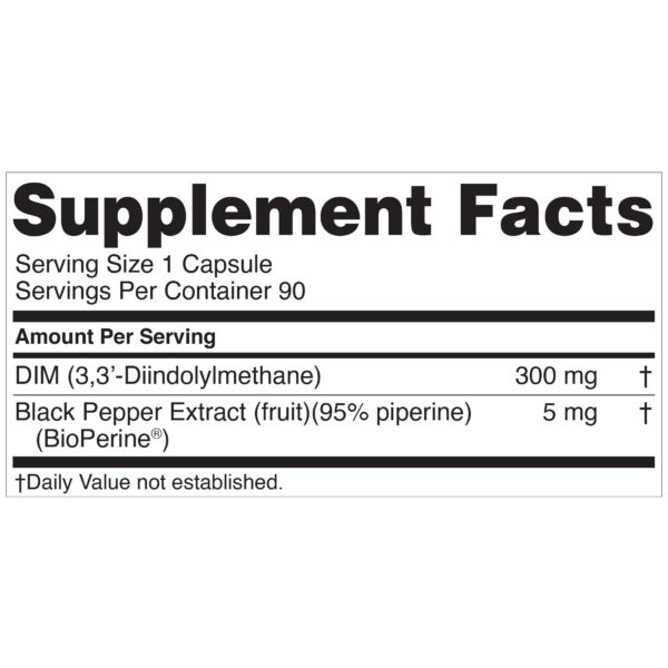 Lado lateral de frasco Nugenix Essentials DIM 90 cápsulas