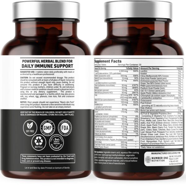 Frasco de probióticos y espirulina