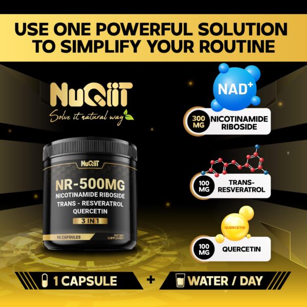 Vista lateral de frasco NUQIIT NAD+