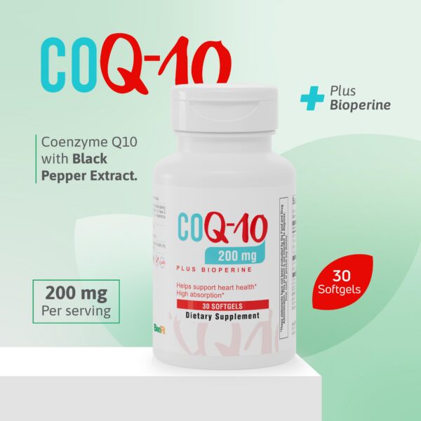 Caja y frasco de 30 cápsulas Nutra CoQ10