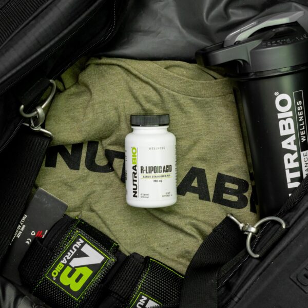 Frasco con etiqueta NutraBio ALA