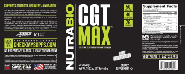 Tabla de ingredientes CGT-MAX