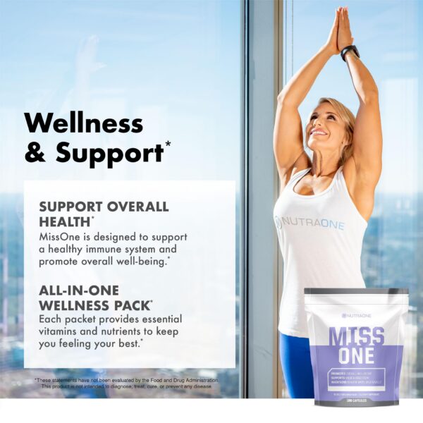 NutraOne MissOne multivitaminas para mujeres frasco y cápsulas