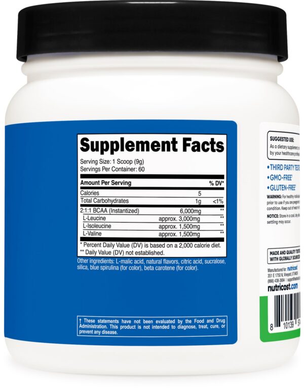 Cucharita de medida y polvo BCAA Nutricost