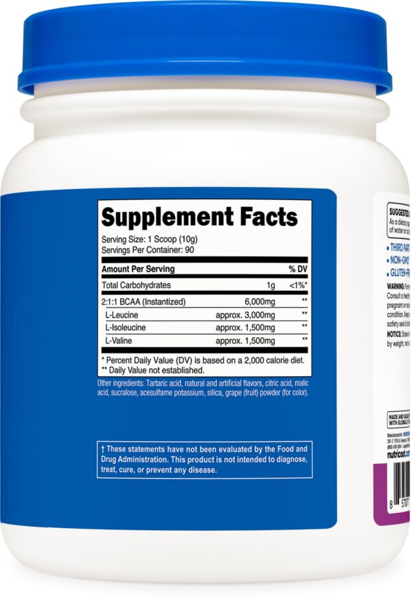 Version 1.0.0 Empaque de Nutricost BCAA sabor uva