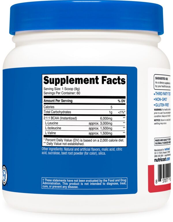 Nutricost BCAA Powder frasco