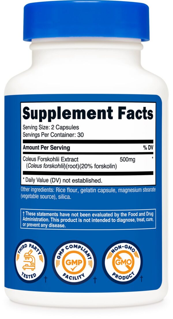 Version 1.0.0 Vista lateral de la botella Nutricost Coleus Forskohlii