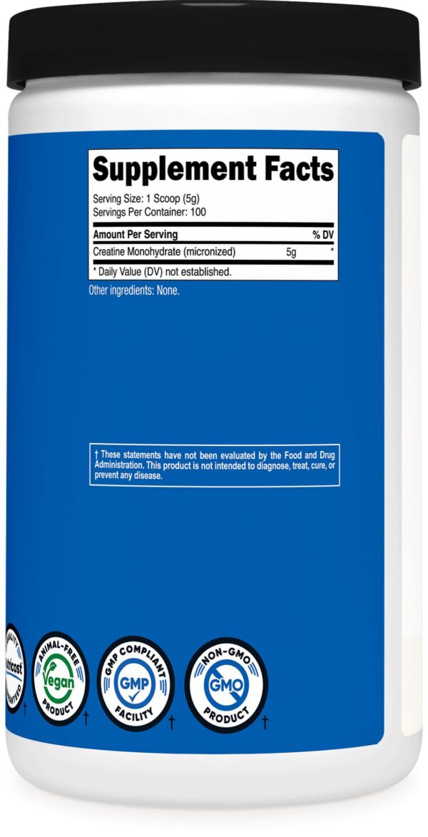 Frasco de Nutricost Creatine Monohydrate lateral