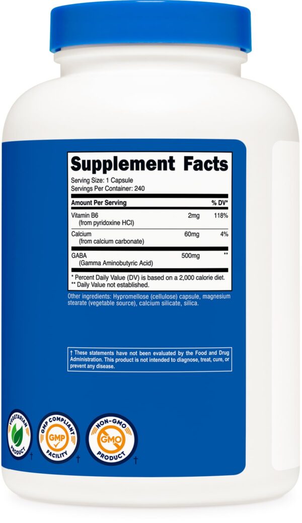 Packaging y cápsulas Nutricost GABA