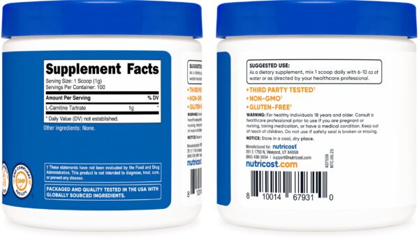 Version 1.0.0 Etiqueta nutricional en empaque Nutricost