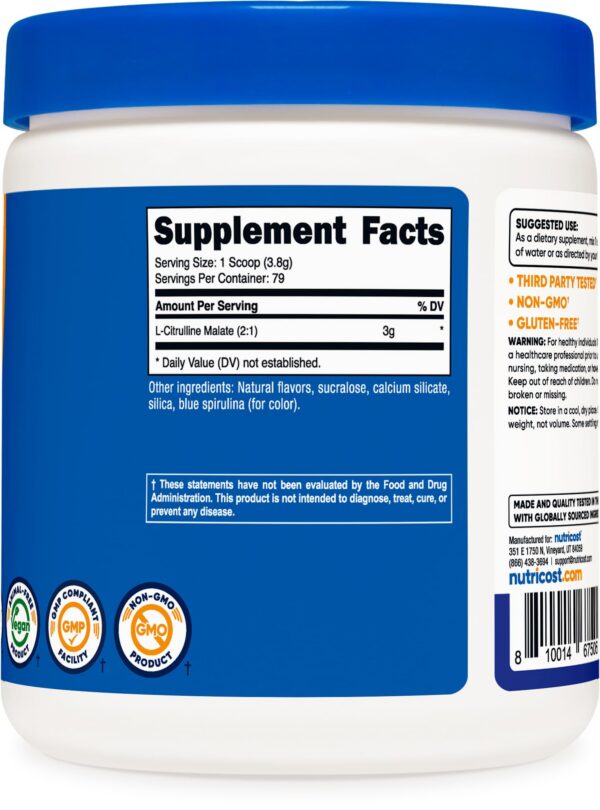 Frasco de 300 g con etiqueta azul