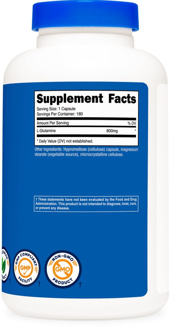 Version 1.0.0 Vista lateral del frasco Nutricost L-Glutamina