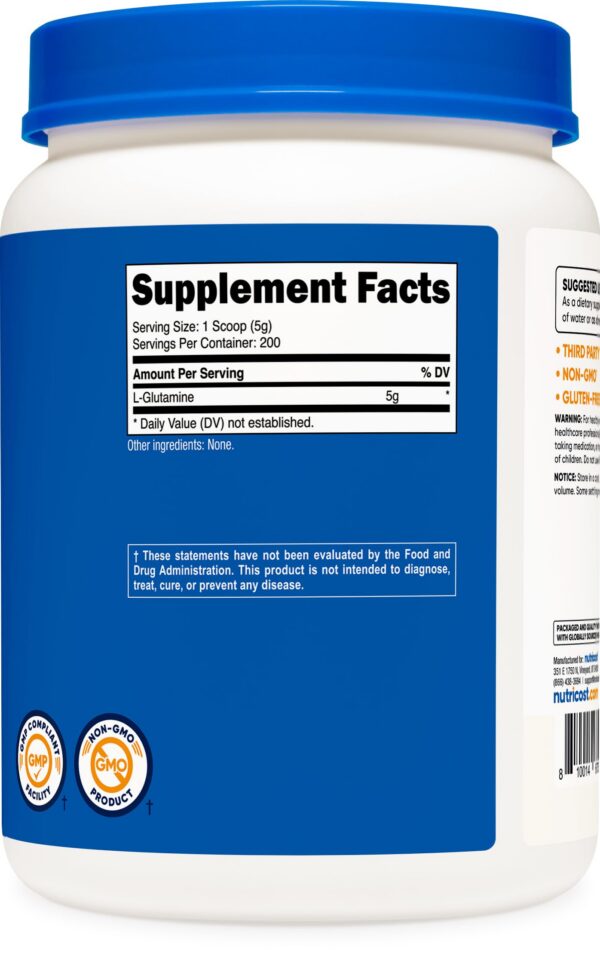 Frasco de polvo Nutricost L-Glutamine