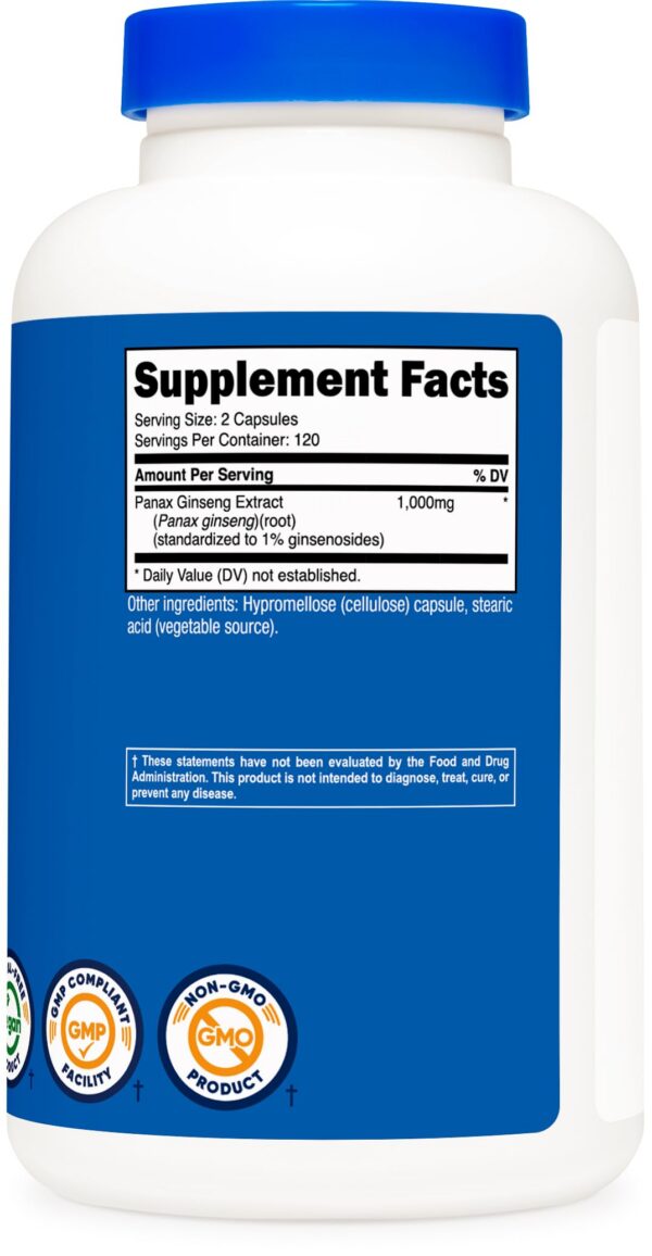 Nutricost Panax Ginseng 240 cápsulas para energía y bienestar