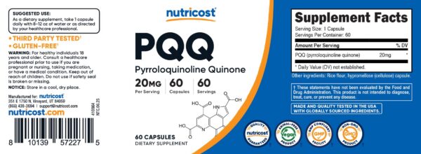 Nutricost PQQ envase con dosis