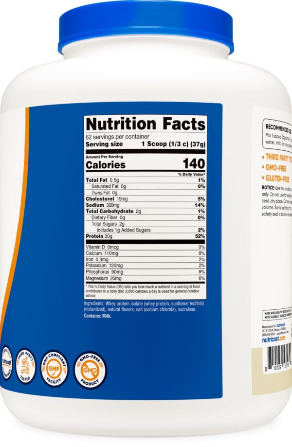Nutricost proteína suero aislada vainilla etiqueta de seguridad