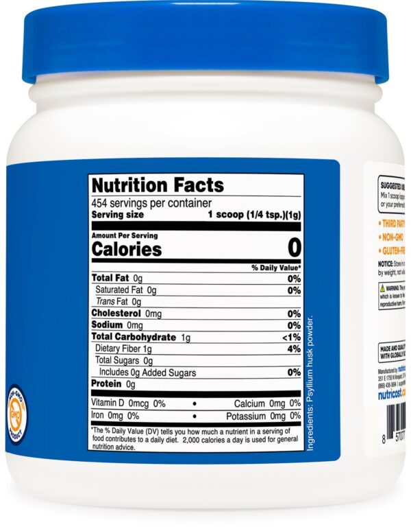 Nutricost psyllium husk gluten free y no gmo