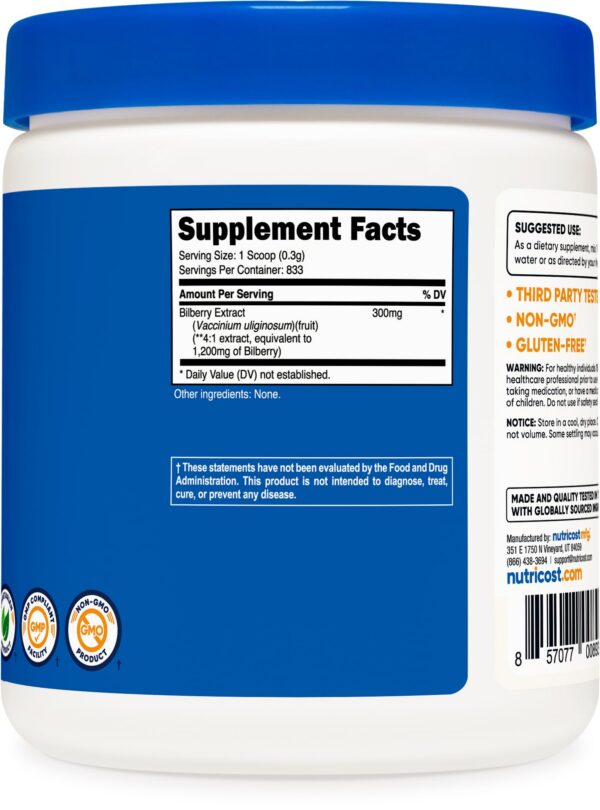 Nutricost suplemento polvo arándano extracto 4-1 250 g