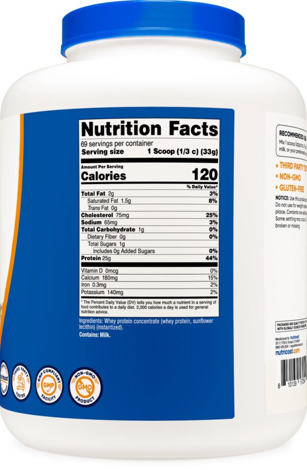 Envase sellado de Nutricost Whey Protein Powder