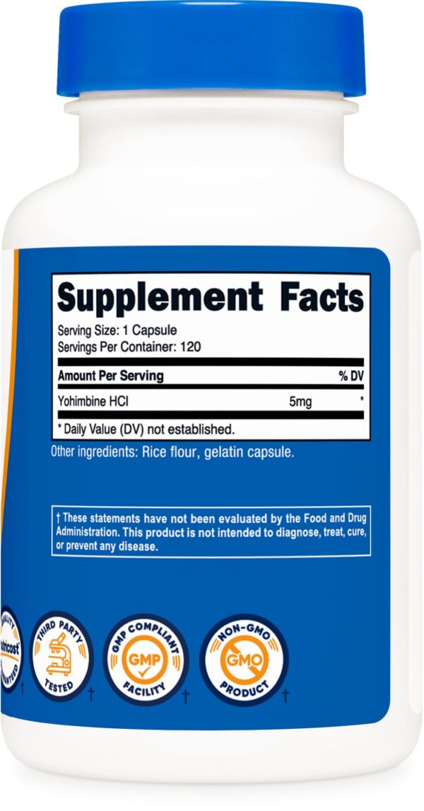 Version 1.0.0 nutricost yohimbina hcl 5mg cápsulas ángulo lateral