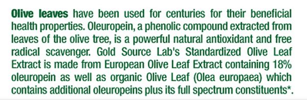 Nutrientes fitoquímicos extracto hoja de olivo Gold Source Labs