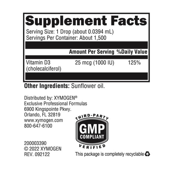 Fórmula vitamina d líquida xymogen sin alérgenos microemulsionada
