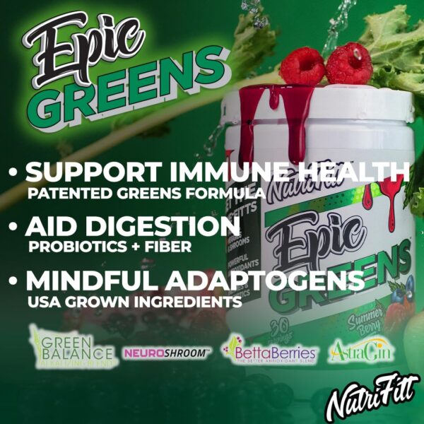 Producto en polvo Nutrifitt Epic Greens listo para mezclar