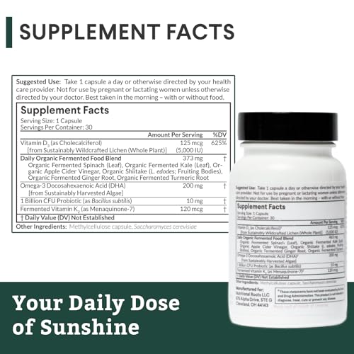 Nutritional Roots suplemento vista cercana cápsulas blancas