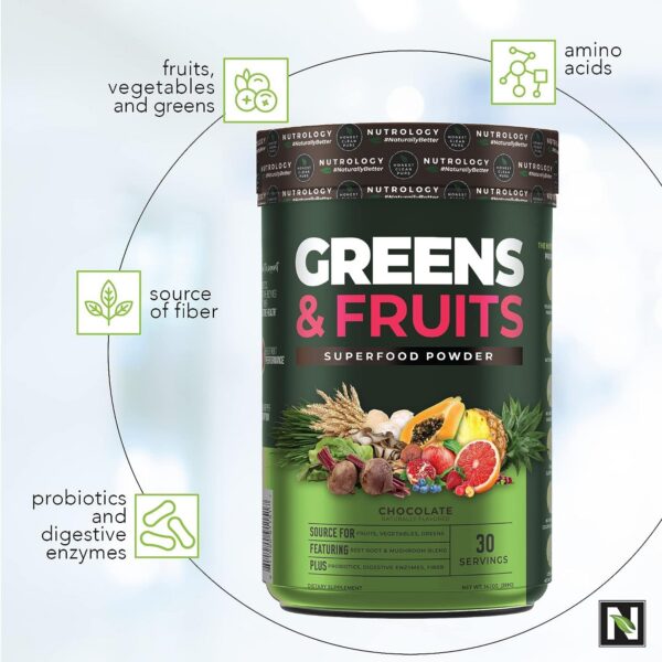 Frasco con tapa de Nutrology Greens & Fruits