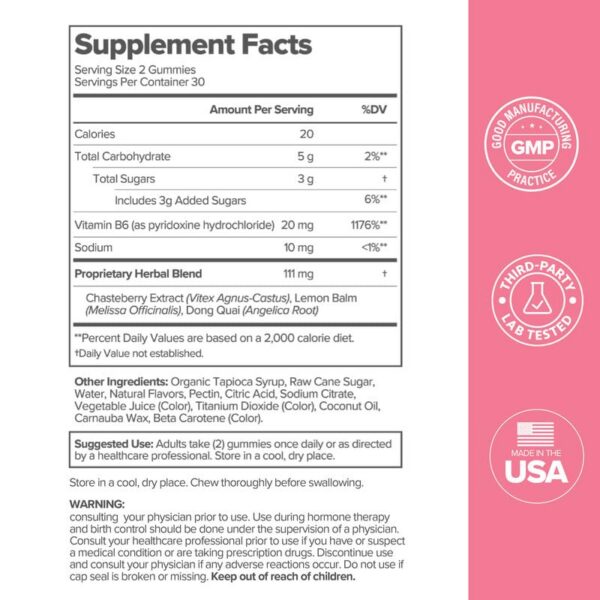 O Positiv FLO gummies alivio síntomas premenstruales color rosa