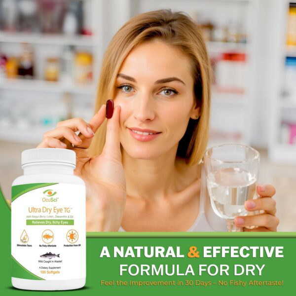 Frasco y cápsulas de Omega-3 OcuSci