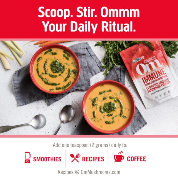 OM Mushroom Superfood suplemento vial polvo para sistema inmune