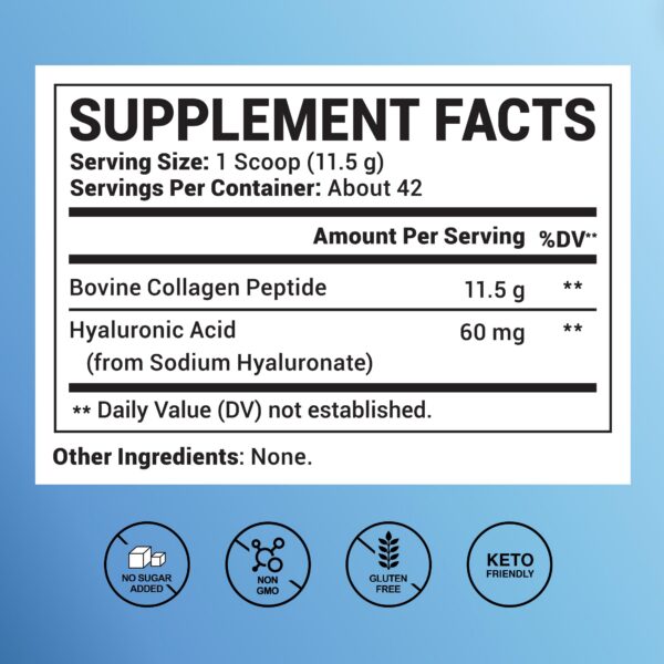 Etiqueta de ingredientes del colágeno
