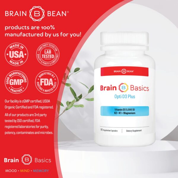 Version 1.0.0 Opti D3 Plus Brain Basics vitamina D3 K2 con magnesio y K1