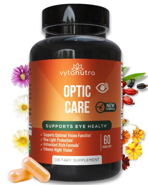Version 1.0.0 Vista lateral de la caja de Optic Care Eye Vitamins