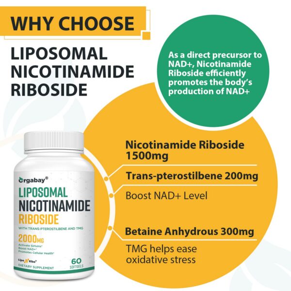 Detalle de etiqueta Orgabay liposomal nicotinamide riboside