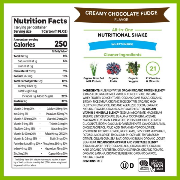 Conjunto de productos Orgain en empaque